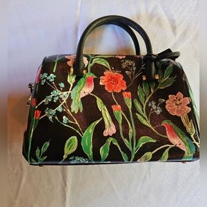 Kate Spade NWOT satchel black with bird and flower print